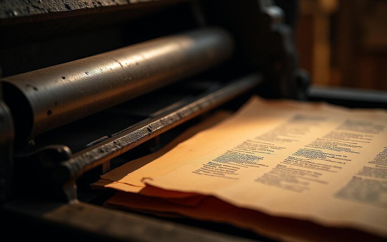 Industrial era document with heavy iron press